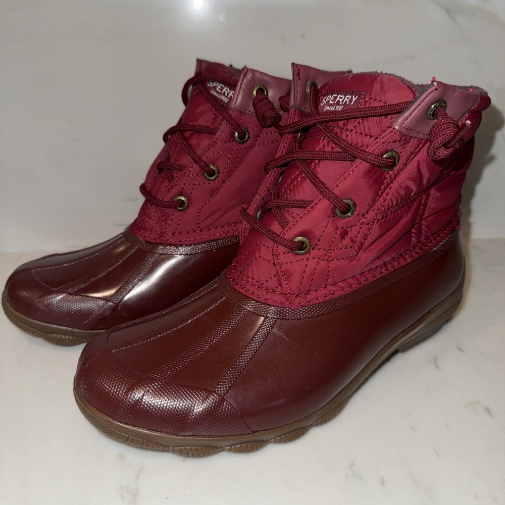 SPERRY Chukka Rubber Snow Rain Boots For Women's SZ 6.5 in BURGUNDY WINE